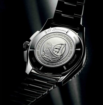 The watch's case-back, struck with the Stratos Mission logo, El Primero Stratos Flyback Striking 10th Tribute to Felix Baumgartner - ZENITH Watches